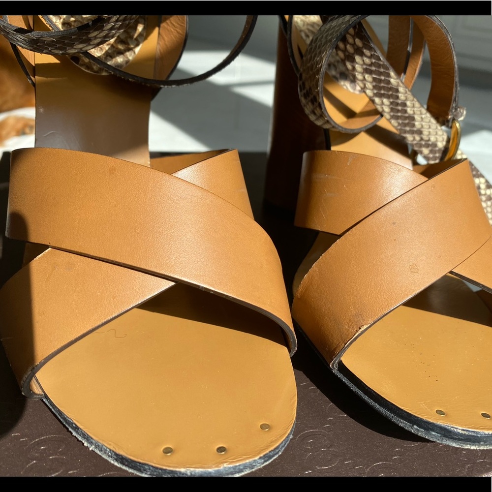 Gucci Python Ankle Wrap Heel Sandal - image 5